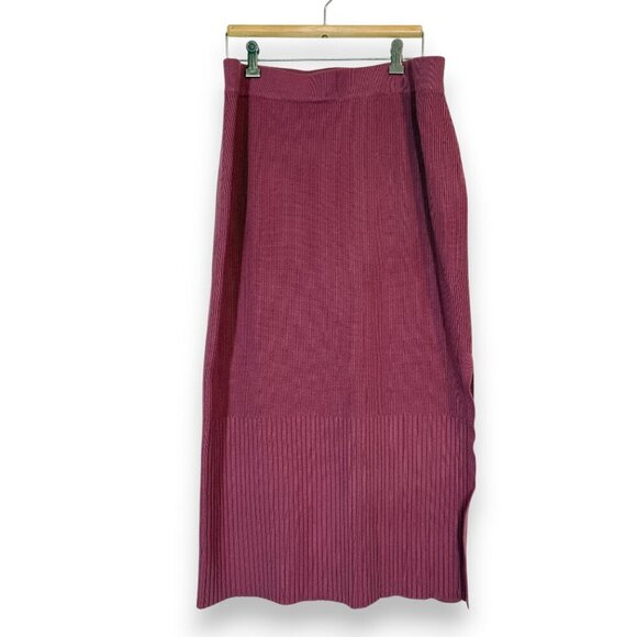 Alp-n-Rock Ida Midi Skirt Pink Slit Pull On Knit Luxury Designer Large - Picture 12 of 12